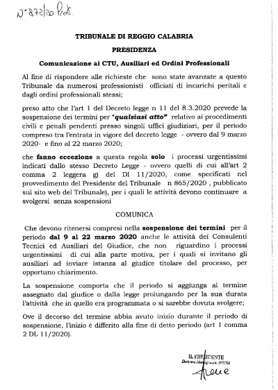 Copy of EMERGENZA COVID 19 - Provvedimento TRIBUNALE di REGGIO CALABRIA